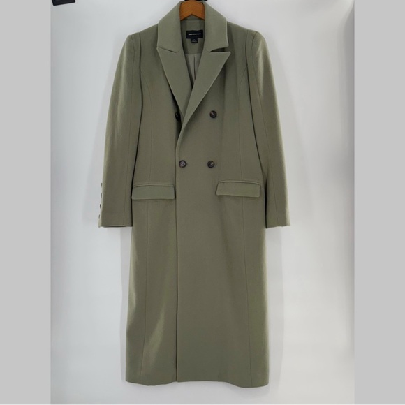 Something Navy Olive Acorn Wool Blend Double-Breasted Overcoat | Nordstrom Med - Picture 9 of 11